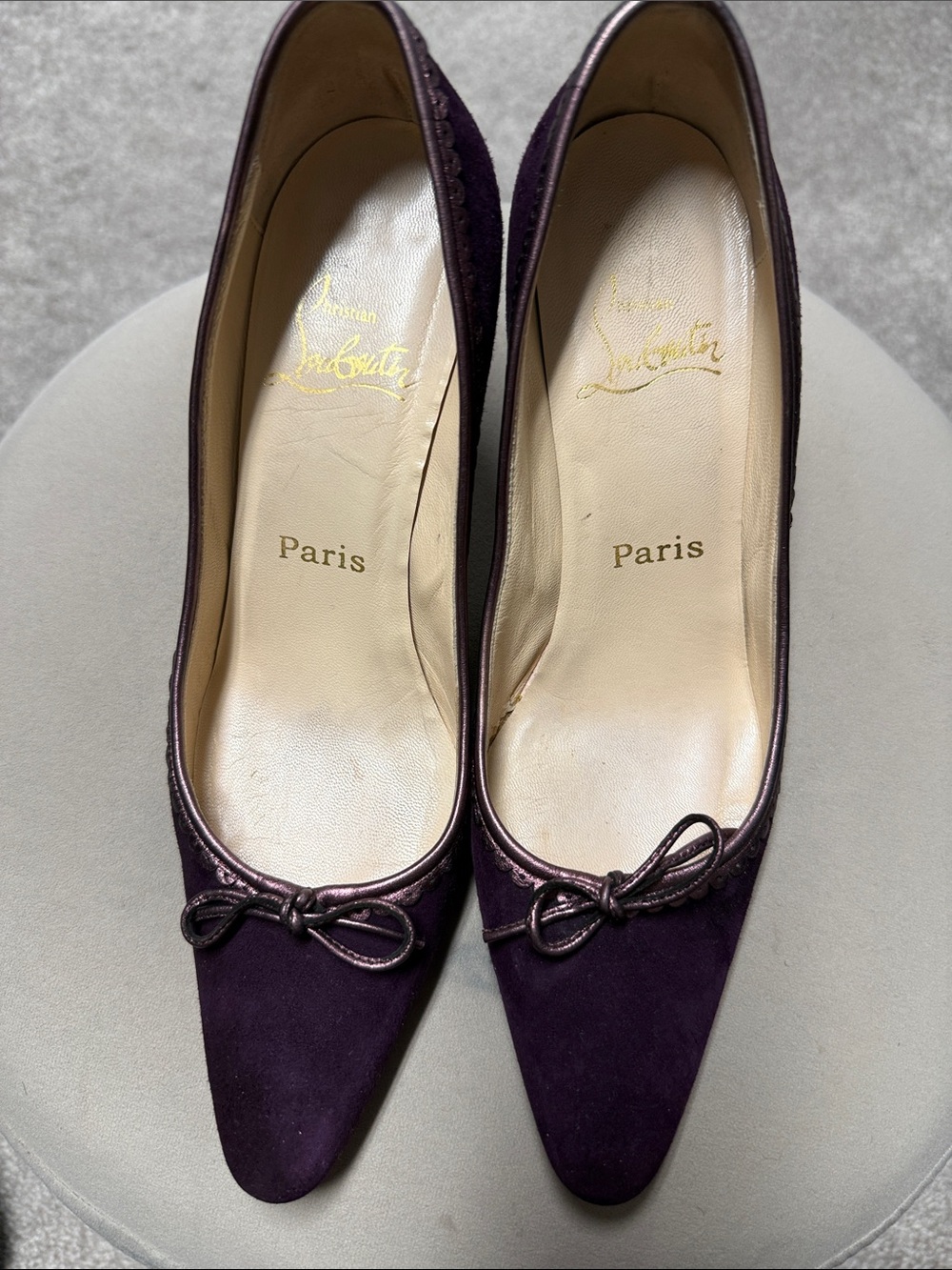 Christian Louboutin Plum Suede Pointed Toe